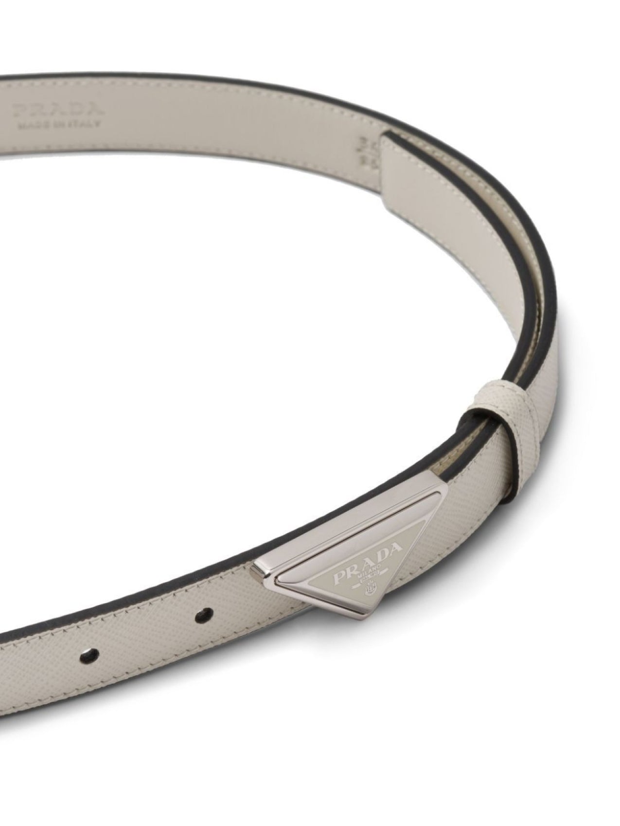 Prada Saffiano Leather Belt with Logo Buckle, White