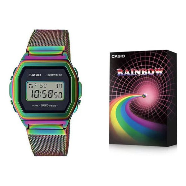 CASIO Vintage Series Classic Retro Metallic Small Cube Rainbow Color Fashion Sports Watch, multicolor