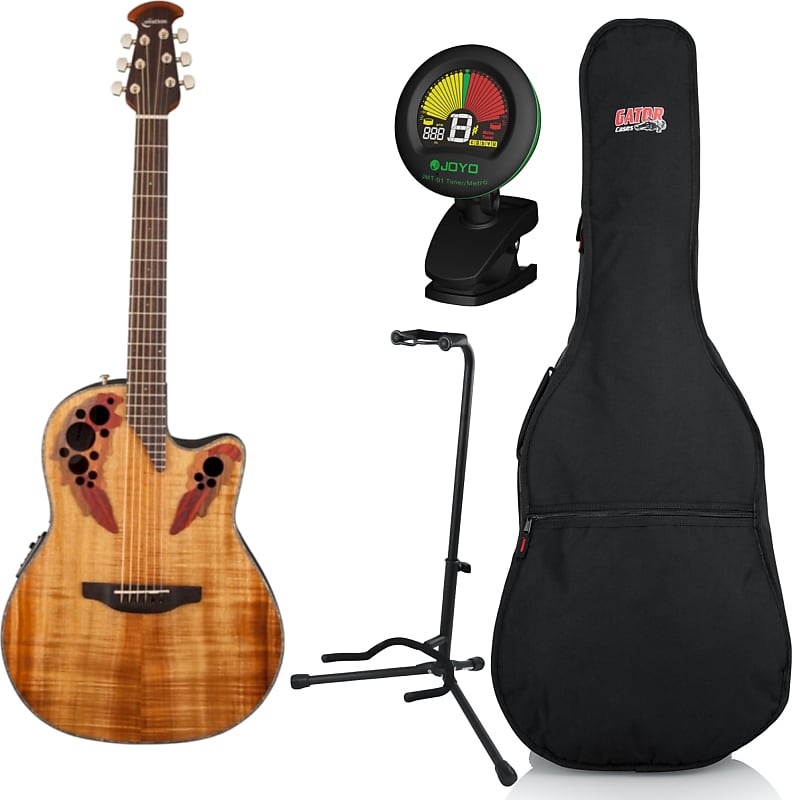 Acoustic guitar Ovation CE44P-FKOA Celebrity Elite Plus A/E Guitar Bundle