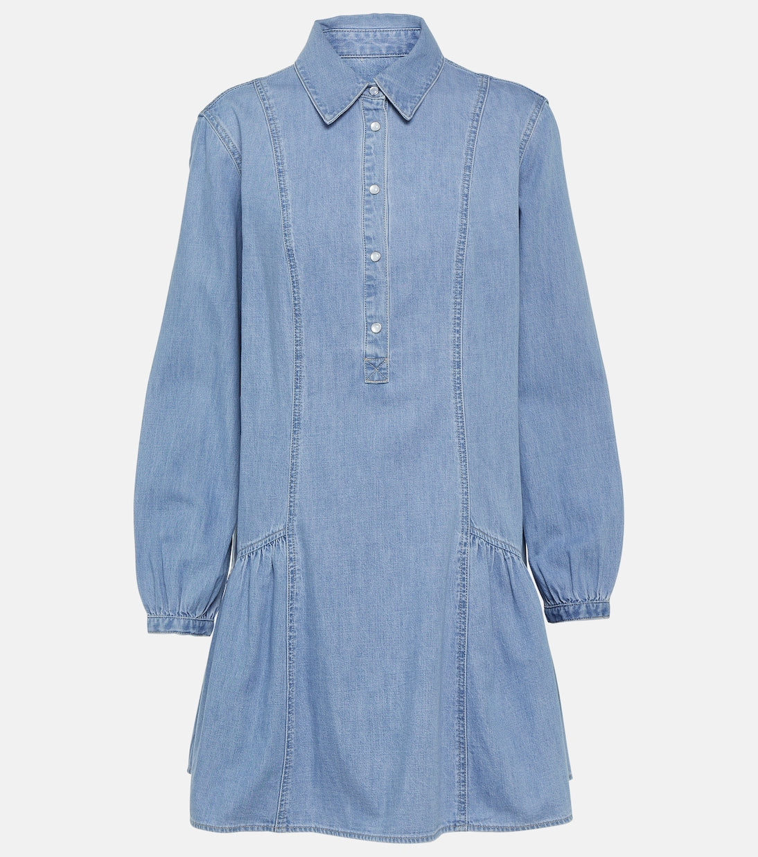 Veronica Beard chaia puff sleeve denim mini dress, blue