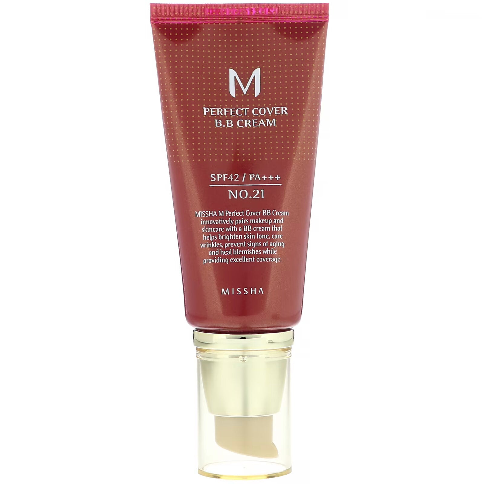 BB cream Missha M Perfect Cover SPF 42 PA shade No. 21 light beige, 50 ml