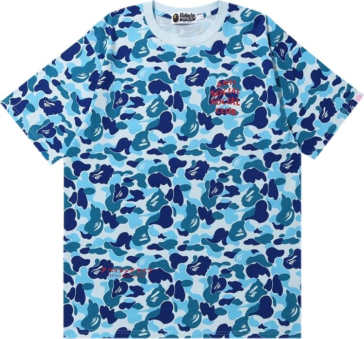 تي شيرت BAPE x Anti Social Social Club ABC Camo باللون الأزرق