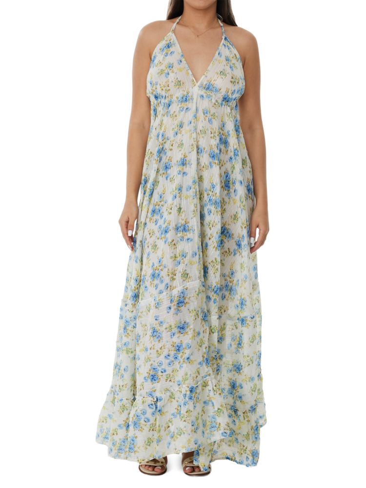 Ranee'S Floral Halter Neck Maxi Dress, White