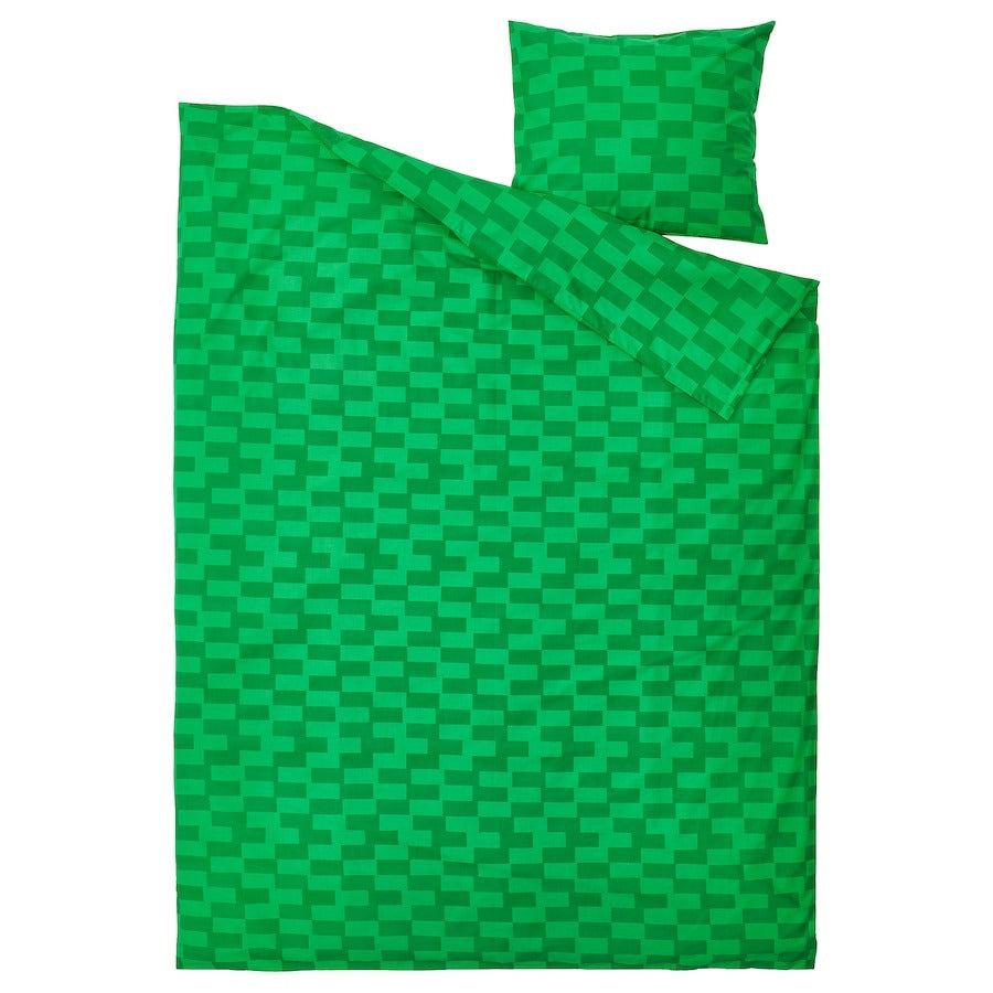 Bed linen set Ikea Blaskata Bed Sheet And Pillowcase With Elastic Band - 2 pcs, 150x200/50x60 cm green