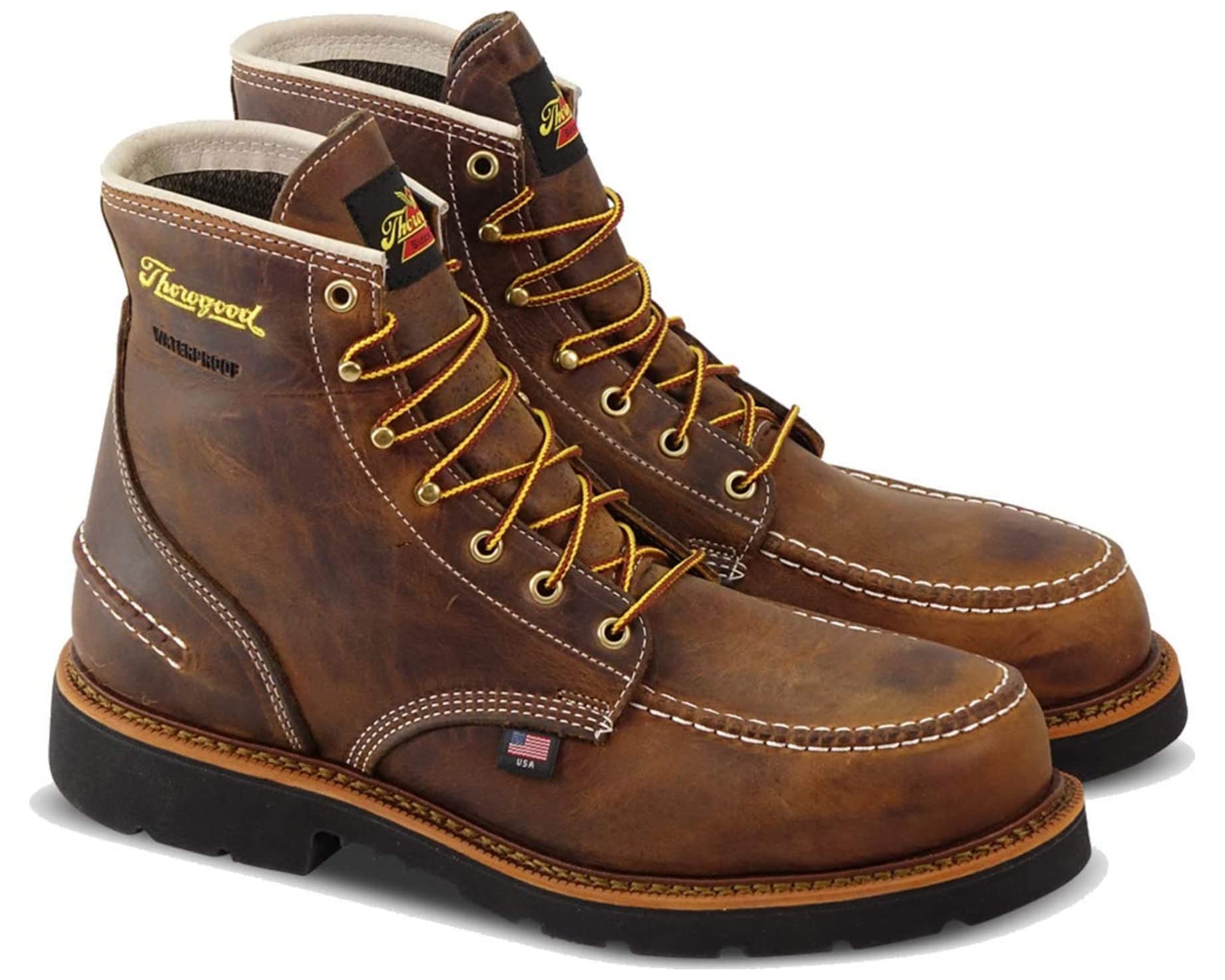 American Heritage 6" Moc Toe Safety Waterproof Thorogood Boots, Crazy Horse