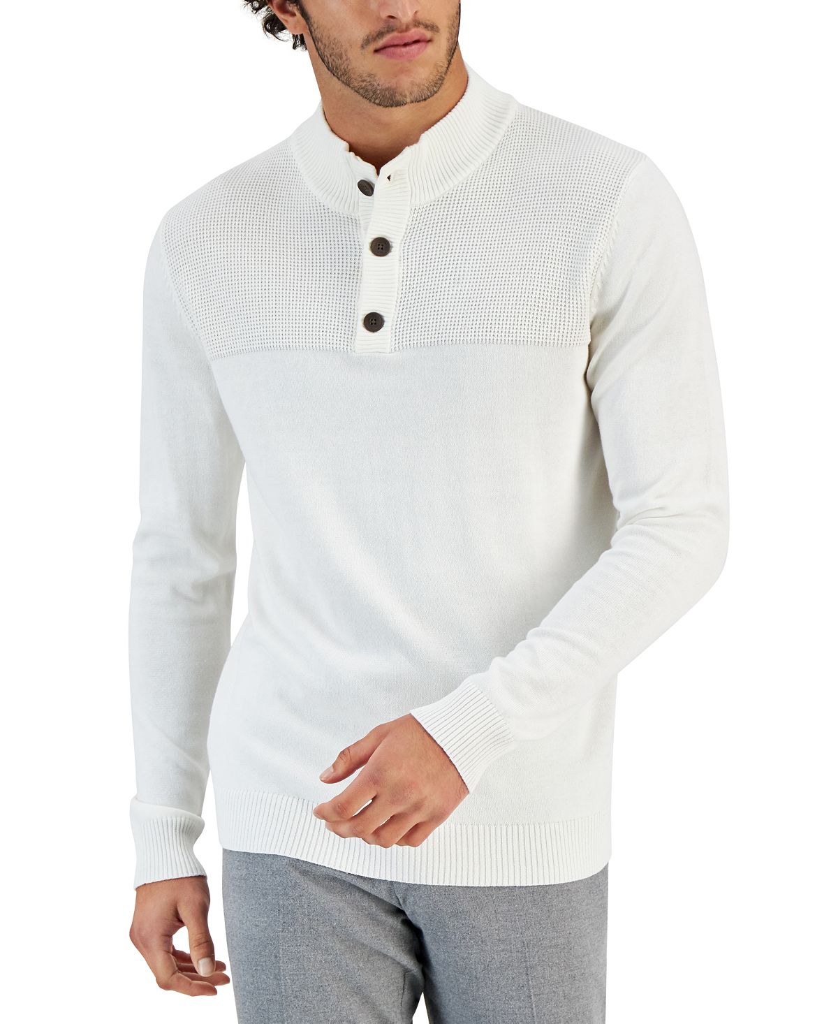 Men's Button Down Collar Sweater Made for Macy's Club Room Multi