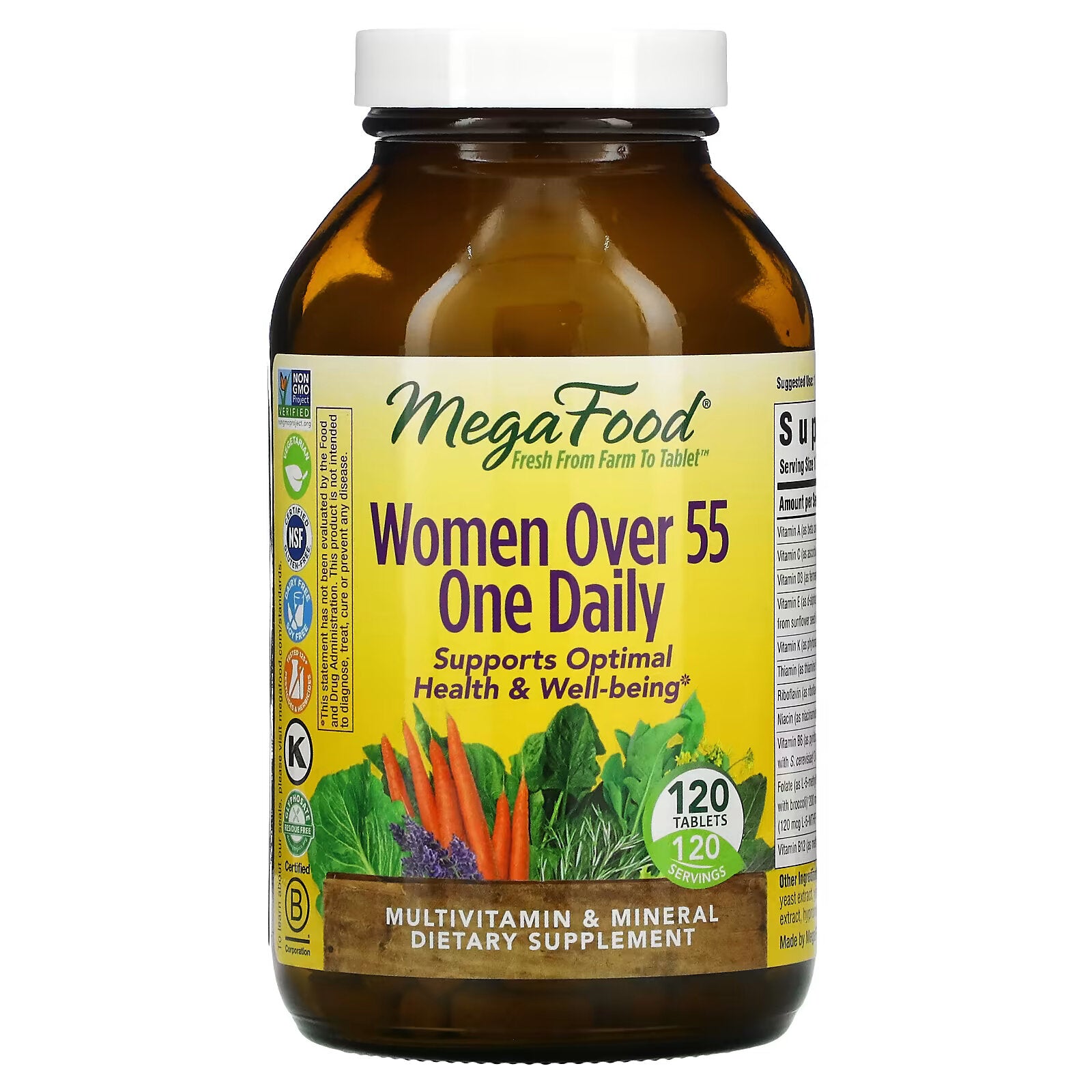 MegaFood, a complex of vitamins and microelements for women over 55 years old once a day, 120 tablets