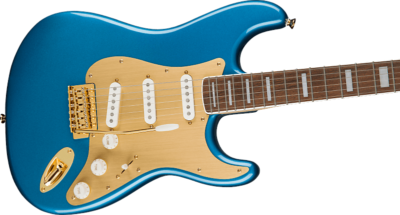 Squier 40th Anniversary Gold Edition Stratocaster Gold Anodized Pickguard Lake Placid Blue 40th Anniversary Gold Edition Stratocaster Gold Anodized Pickguard Lake Placid Blue