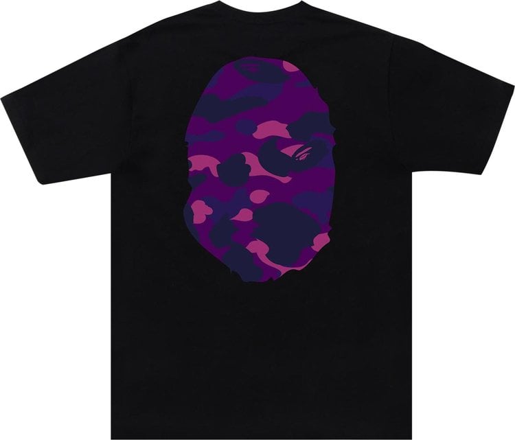 تي شيرت BAPE Color Camo Big Ape Head باللون الأسود/الأرجواني، أسود