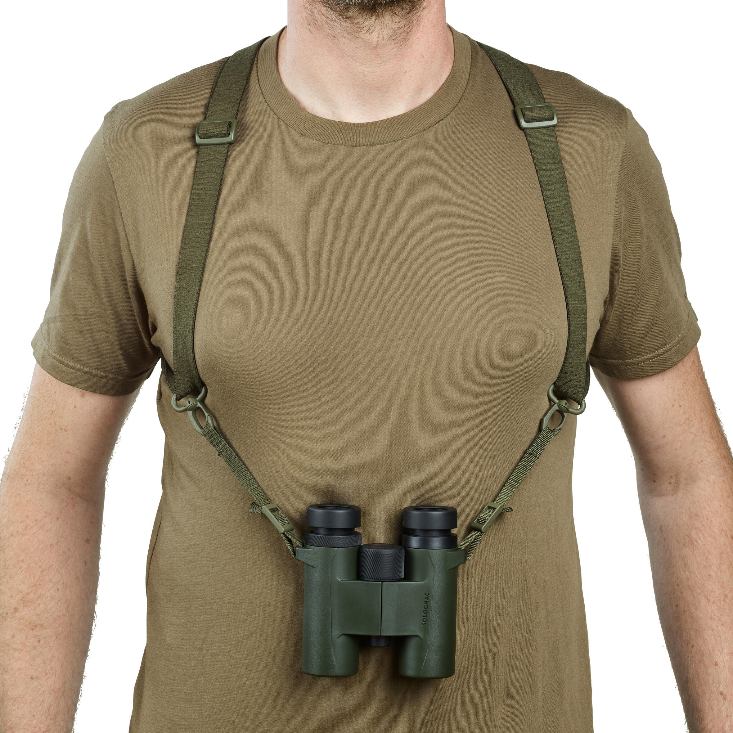 Elastic strap for SOLOGNAC binoculars, green