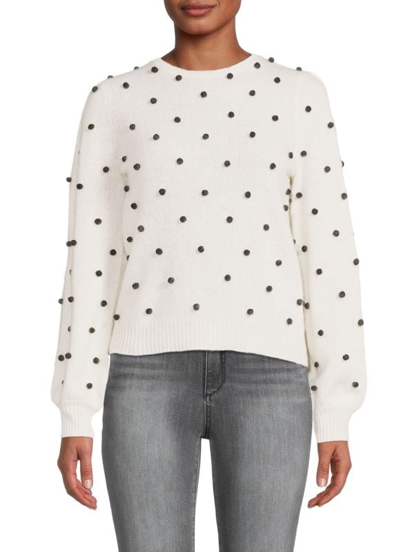 Cashmere sweater with pompoms Filoro Black white