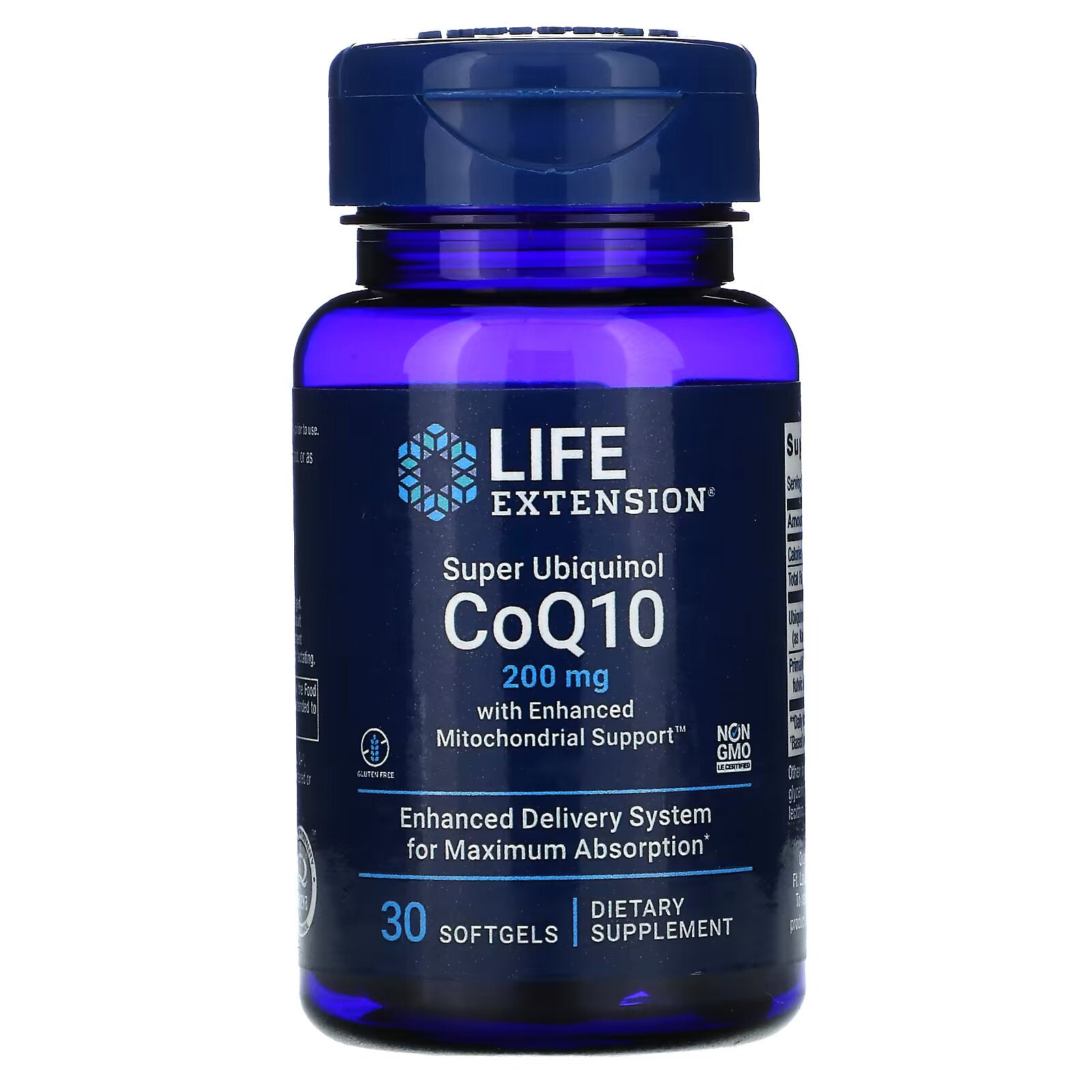 Life Extension، Super Ubiquinol Co Q10 مع دعم متقدم للميتوكوندريا، 200 مجم، 30 كبسولة هلامية