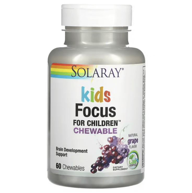 Chewable tablets Focus For Children, Kids, natural grapes, 60 tablets, Solaray