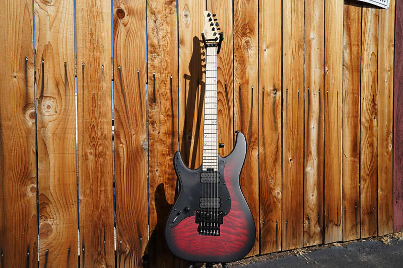 Schecter DIAMOND SERIES Miles Dimitri Baker SVSS - Crimson Red Burst Satin 6 String Left Hand Electric Guitar (Autographed - 2023)