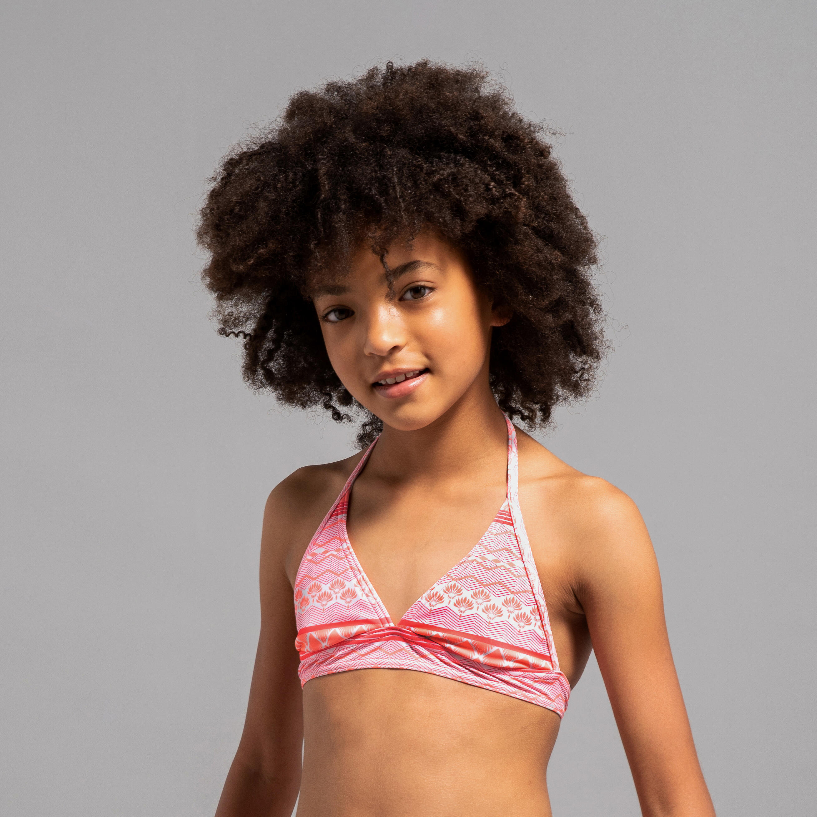 Tami 100 girls halter surf bikini top coral OLAIAN, neon salmon