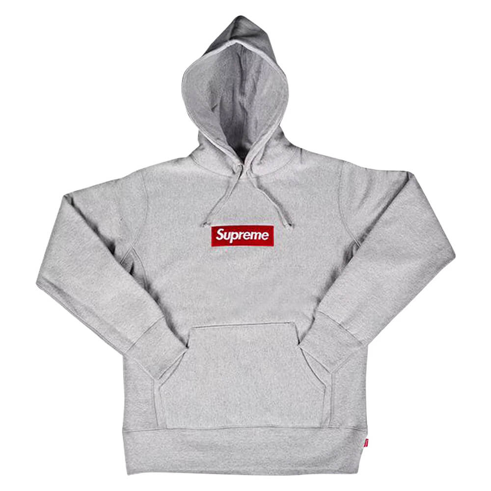 سويت شيرت بغطاء رأس وشعار Supreme Box باللون الرمادي