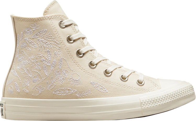 Converse Wmns Chuck Taylor All Star High Embroidered Floral Sneakers - Ivory, Cream