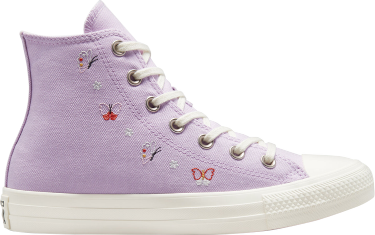 حذاء رياضي Converse Chuck Taylor All Star High Butterfly Wings للنساء، أرجواني