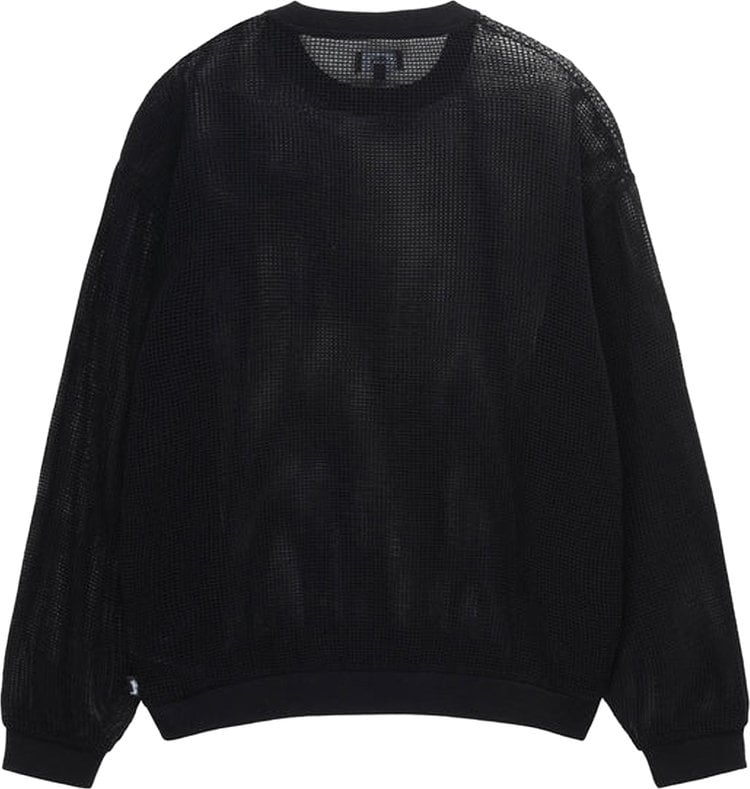 Stussy Cotton Mesh Long-Sleeve Crew 'Black', black