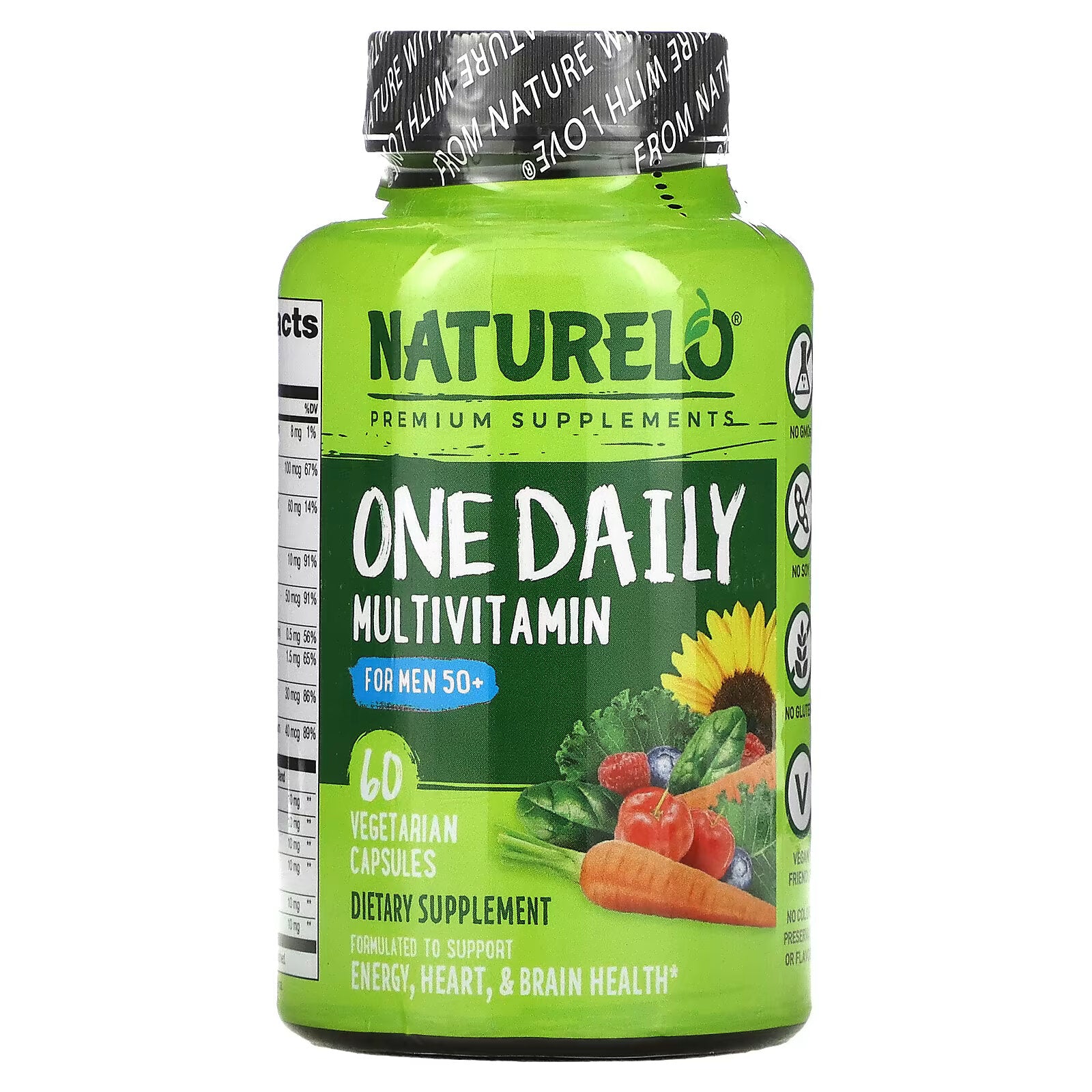 NATURELO, Men's 50+ Once-Day Multivitamin, 60 Vegetarian Capsules