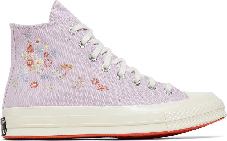 حذاء رياضي Converse Chuck 70 High Embroidered Floral Print من مجموعة Wmns - بلون أرجواني فاتح