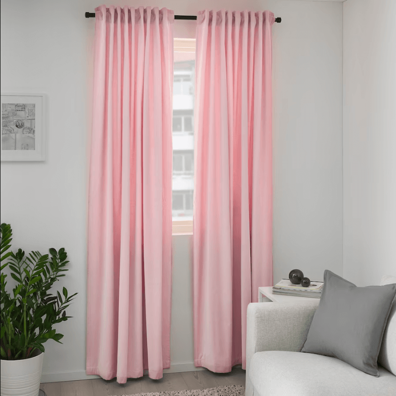 Blackout curtains Ikea Sanela 2 pcs, light pink