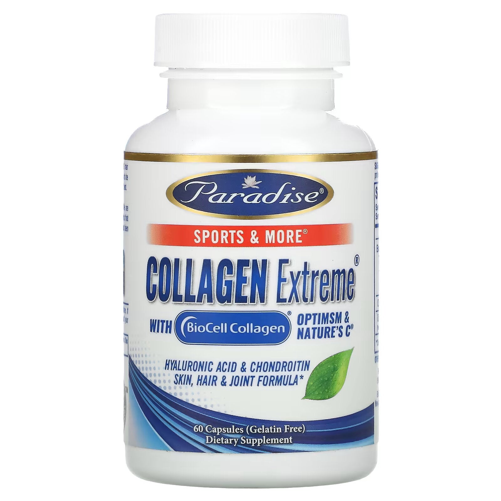 Paradise Herbs, Collagen Extreme مع BioCell Collagen وOptiMSM وفيتامين C الطبيعي، 60 كبسولة