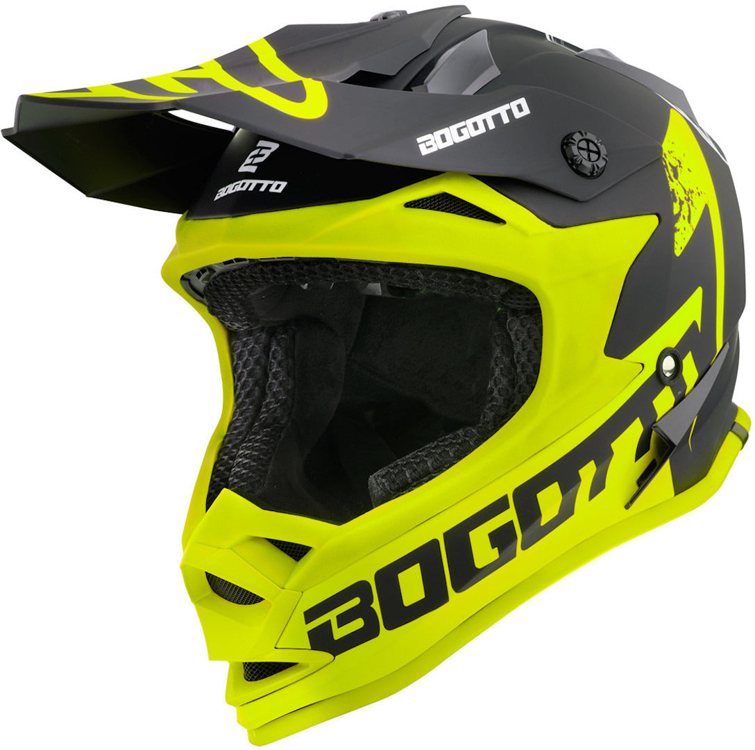 Motocross helmet Bogotto V321 Soulcatcher with logo, yellow/black