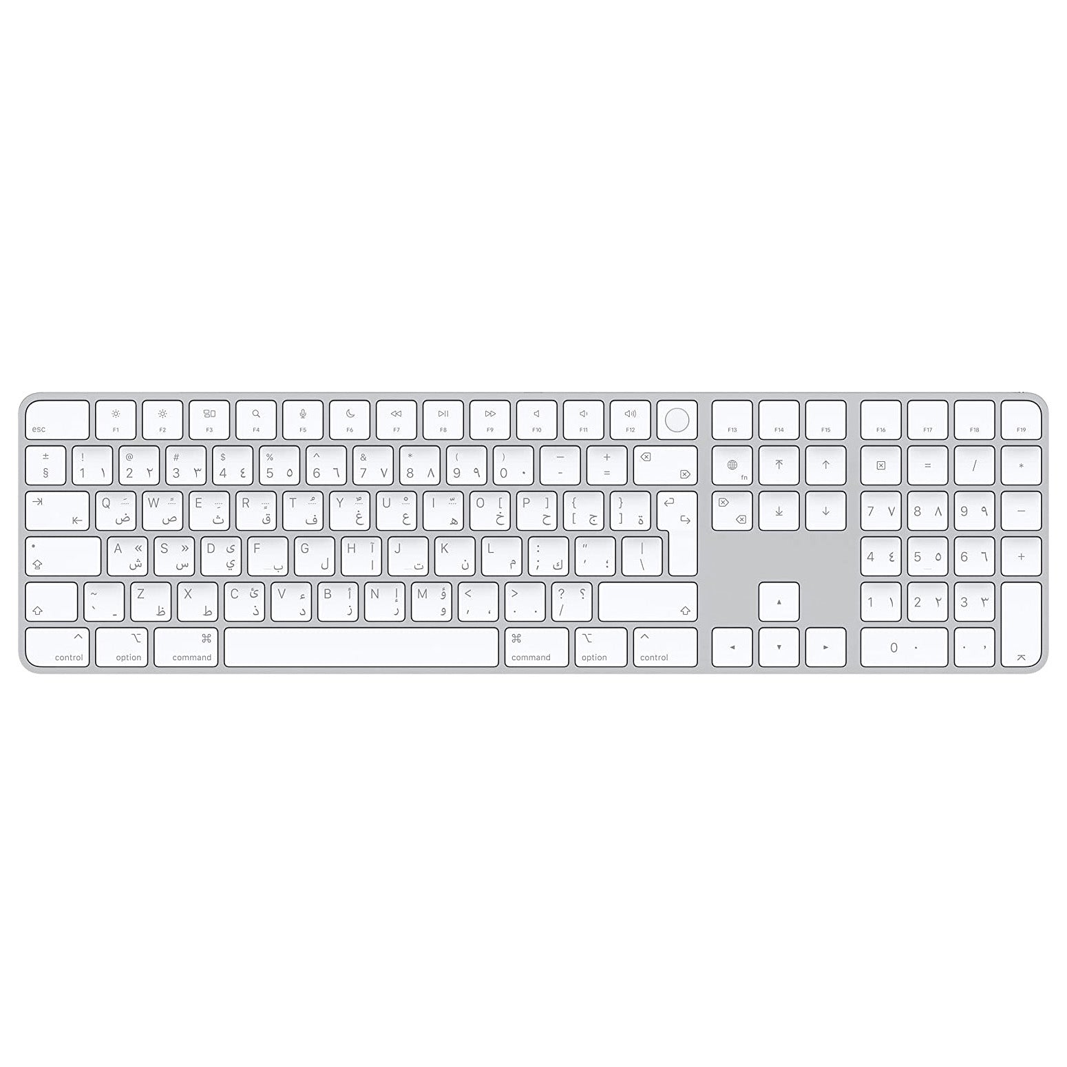 Wireless keyboard Apple Magic Keyboard with Touch ID and numeric keypad, Arabic, white keys