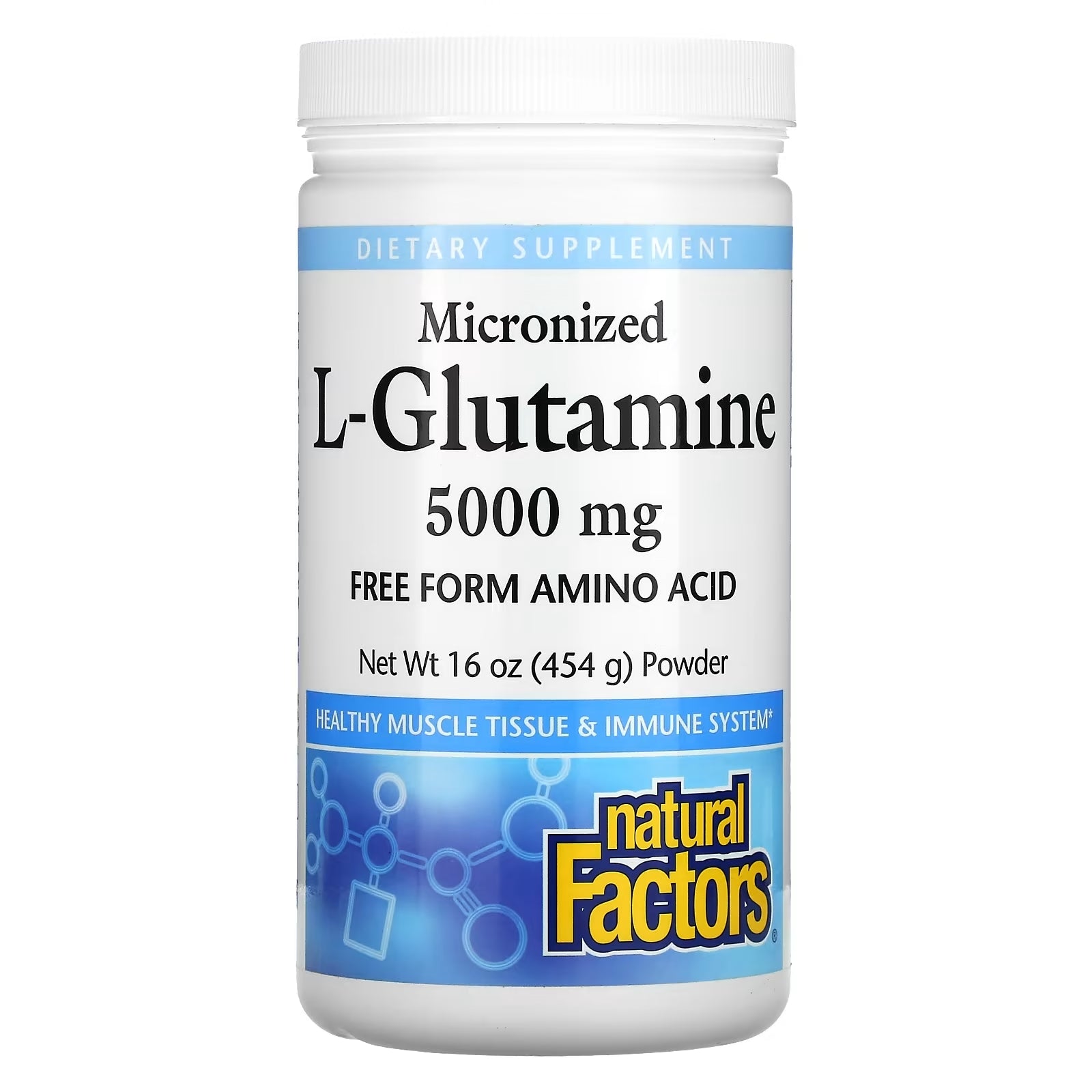 Natural Factors Micronized L-Glutamine Powder 5000 mg, 454 g