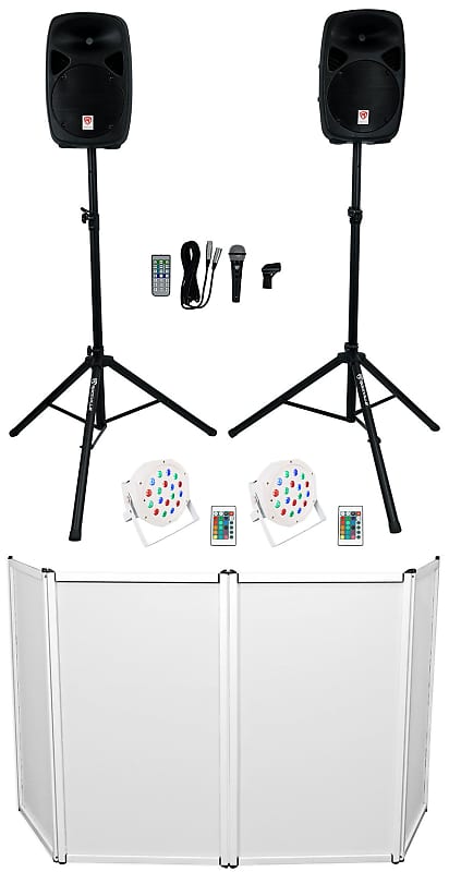 DJ Kit Rockville RPG102K with 10" speakers, Bluetooth, microphone, stands facade and lighting RPG102K+RFAAW DJ PACK 2