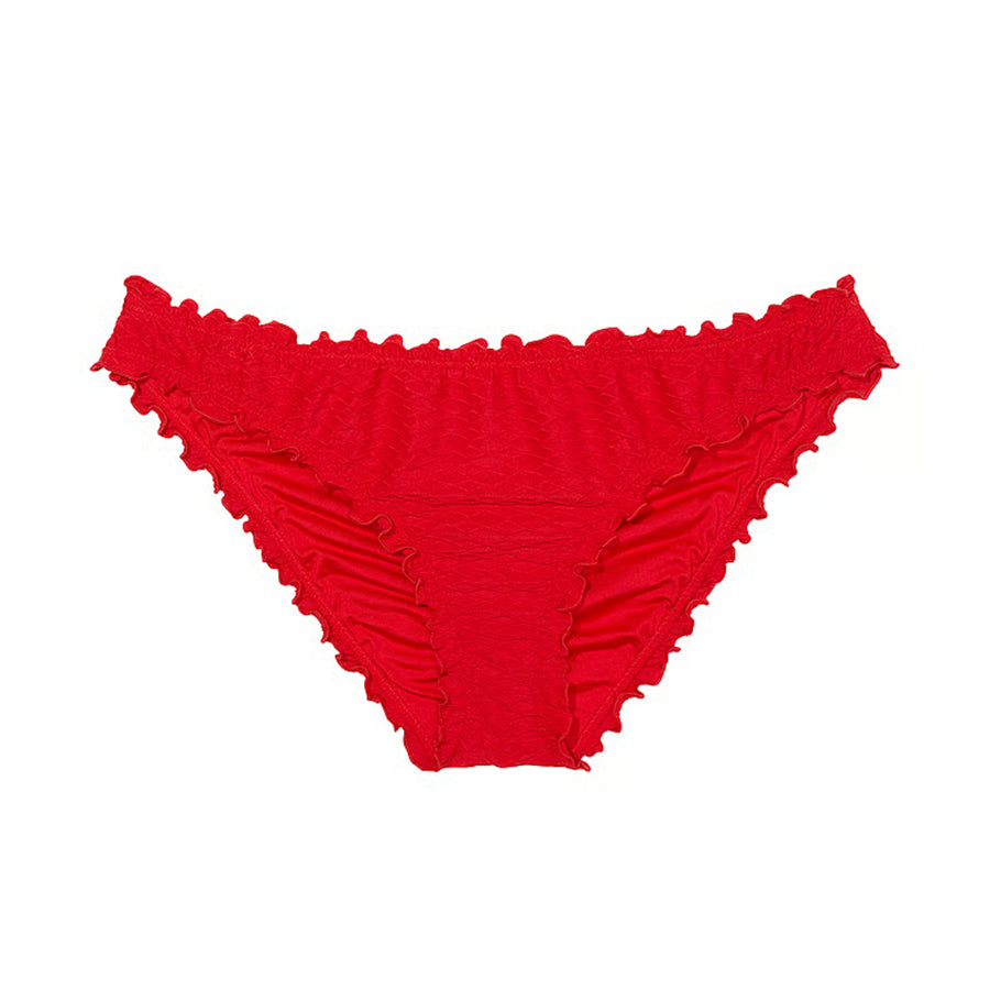 Victoria's Secret Swim Mix & Match Ruffle Cheeky Fishnet Bikini Bottoms, Red