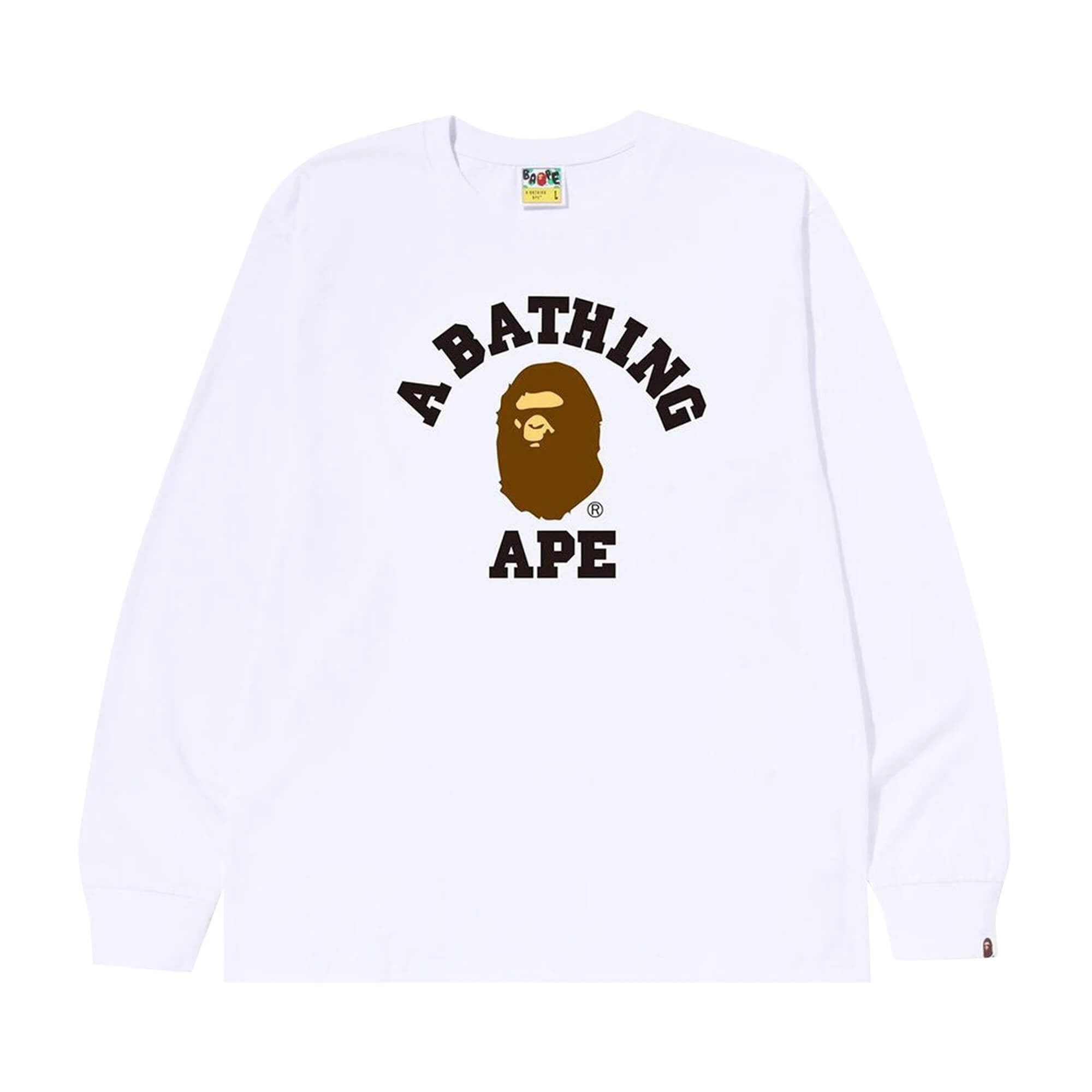 سويت شيرت بأكمام طويلة من Bape College باللون الأبيض