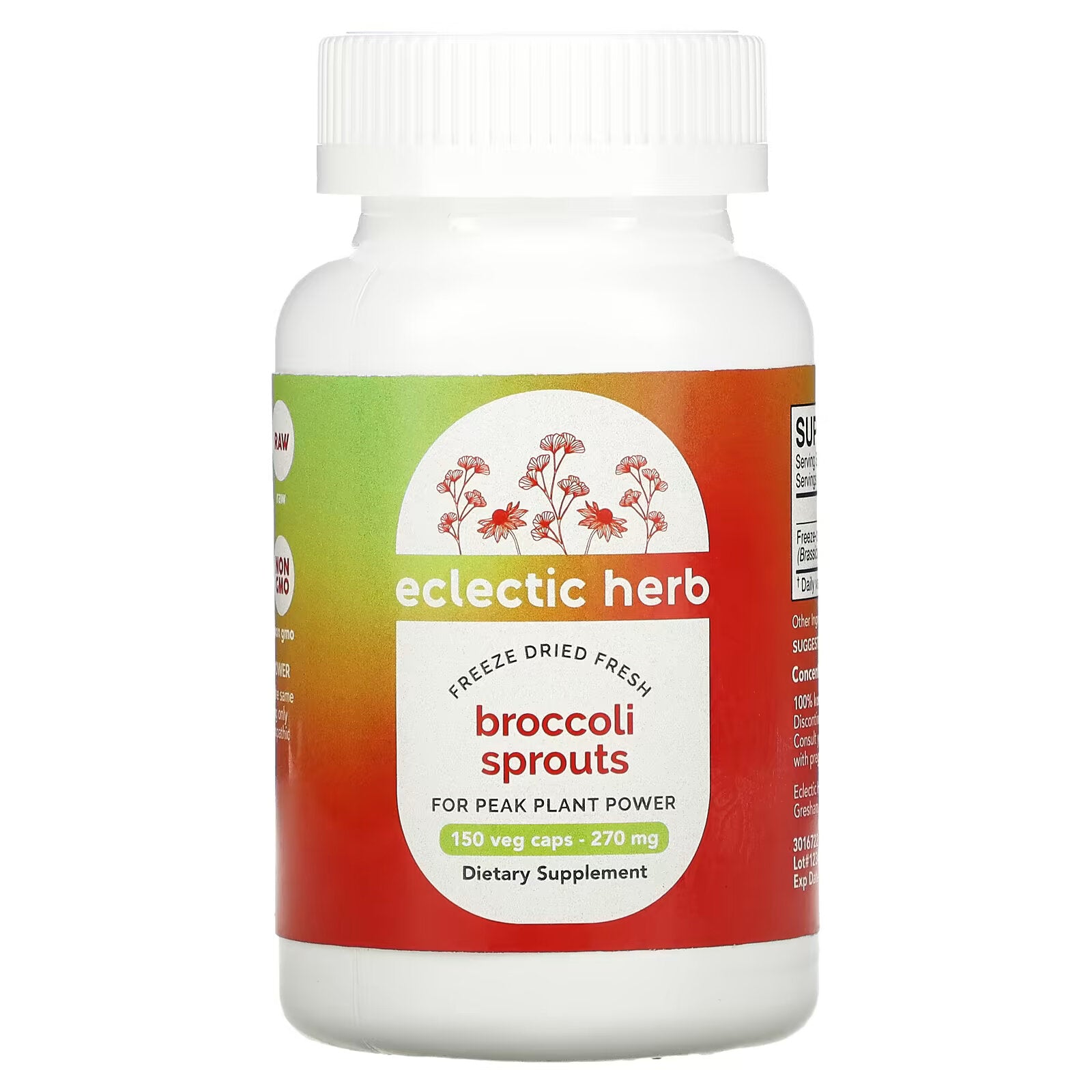 Eclectic Institute, Fresh Freeze Dried Broccoli Sprouts, 270 mg, 150 Vegetarian Capsules