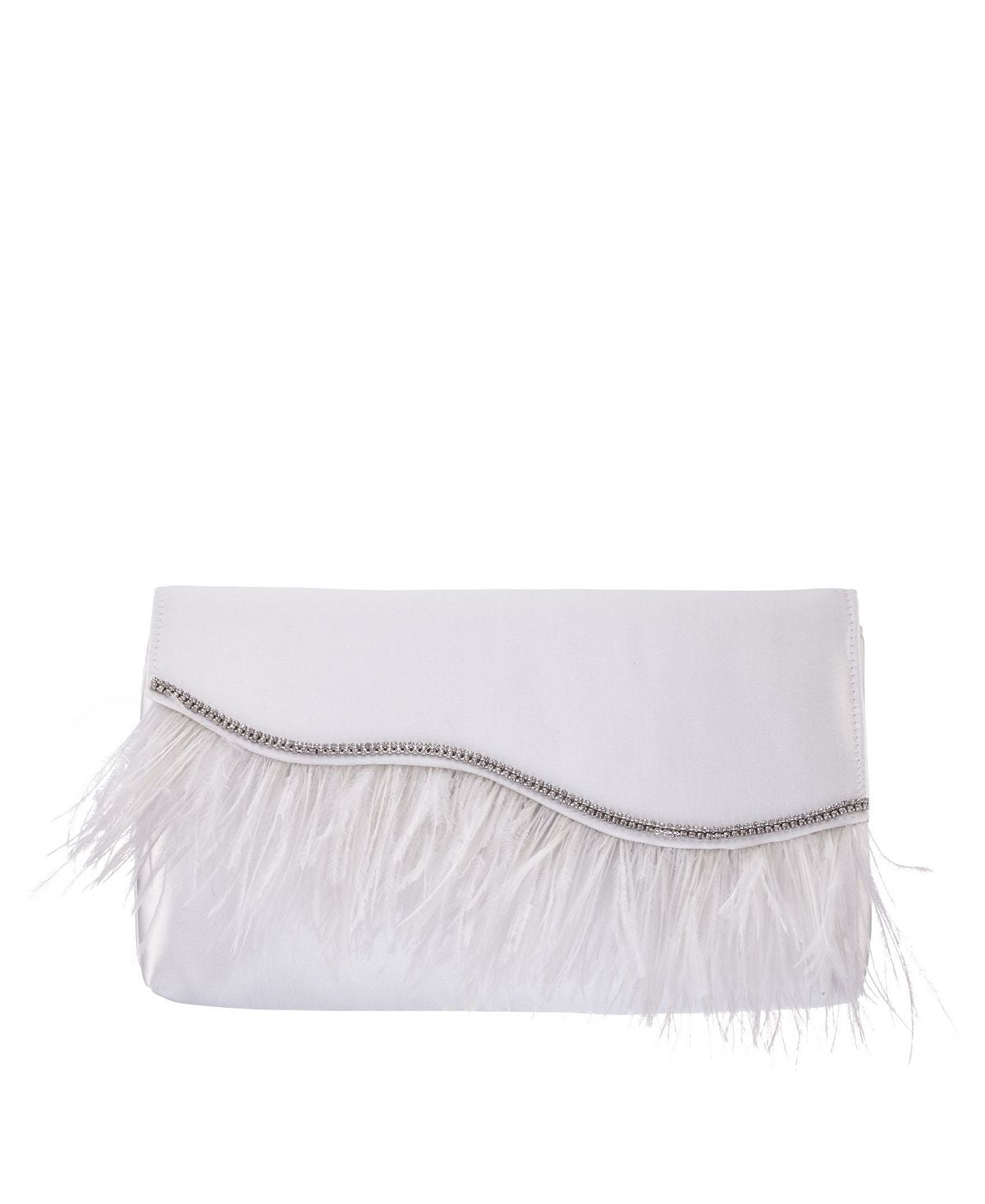 Women's clutch with feathers and Nina flap, white