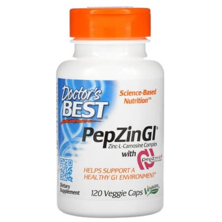 PepZin GI Doctor's Best Zinc-L-Carnosine Complex, 120 Veggie Capsules