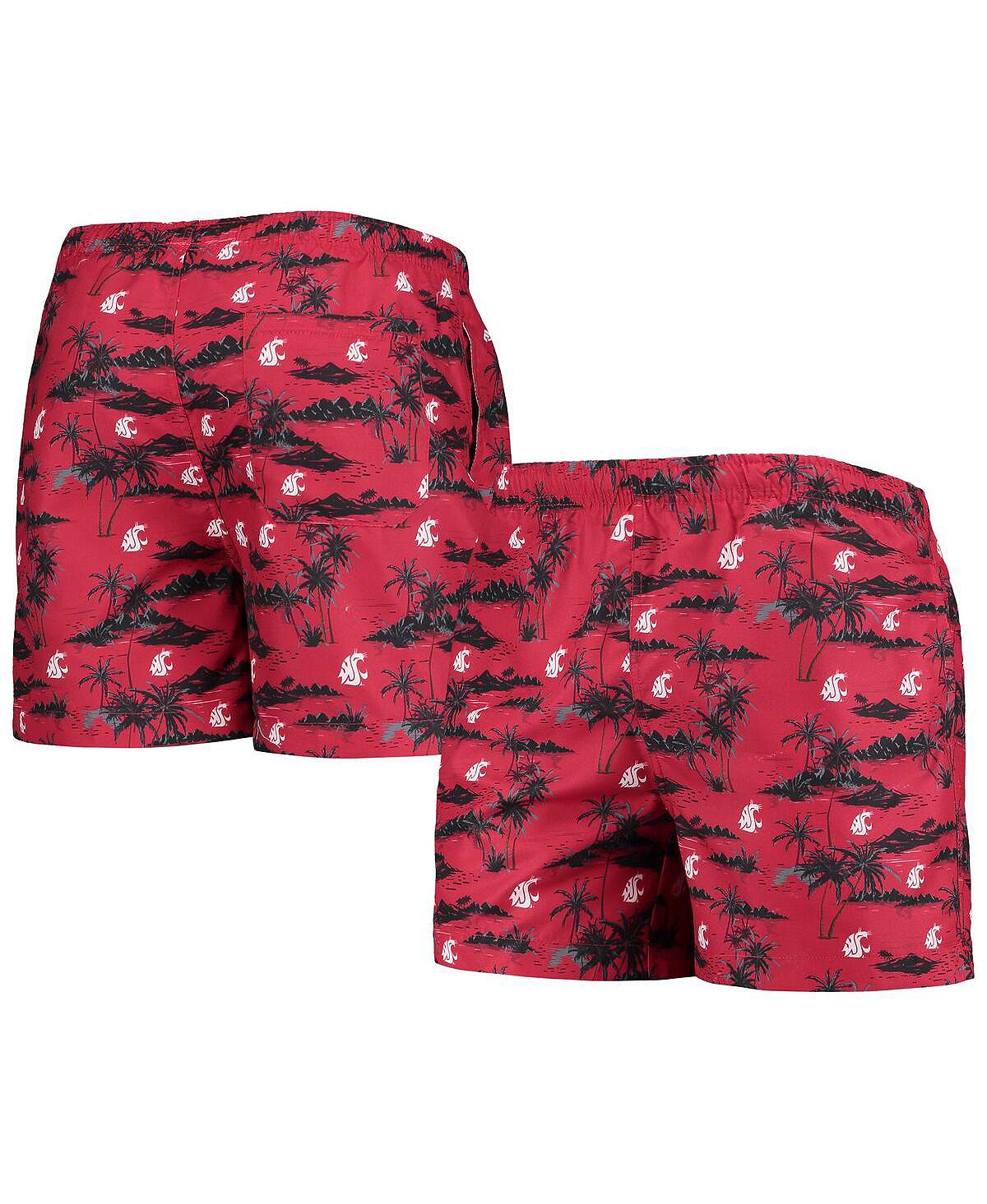 Men's dark red swimming trunks washington state cougars island palm FOCO