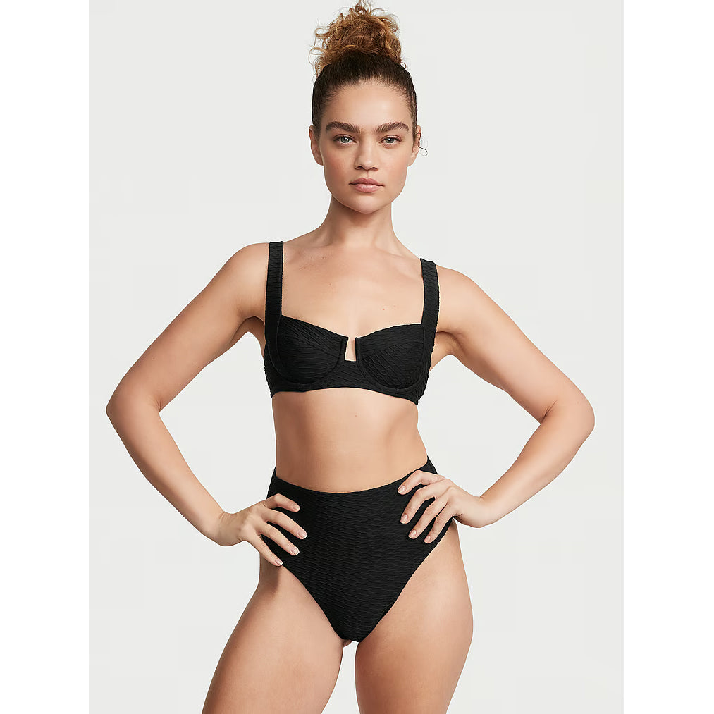 Victoria's Secret Swim Mix & Match Full-Coverage Fishnet Bikini Top, Black