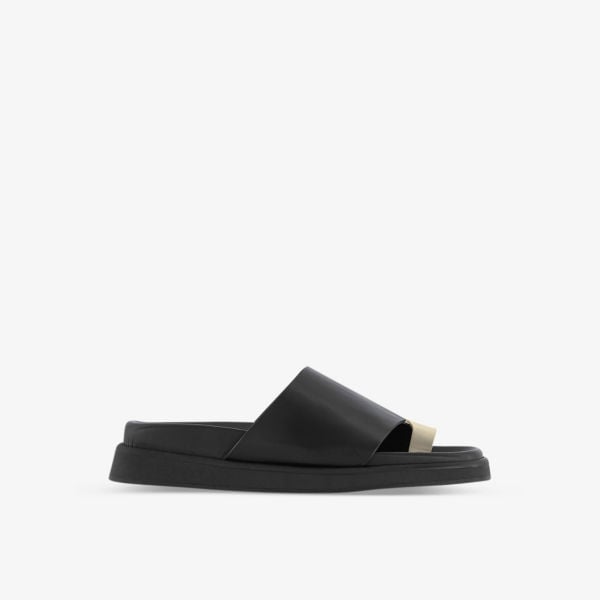 Alohas Leather Square Toe Sandals, Black