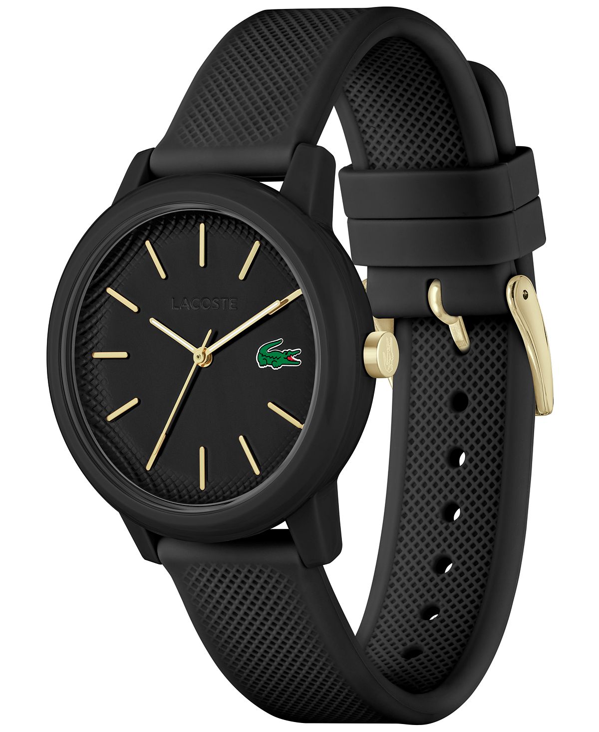 Women's watch L.12.12, black silicone strap, 36 mm Lacoste, black