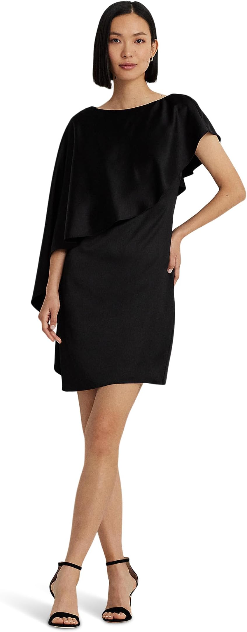 Satin cocktail cape dress LAUREN Ralph Lauren, black