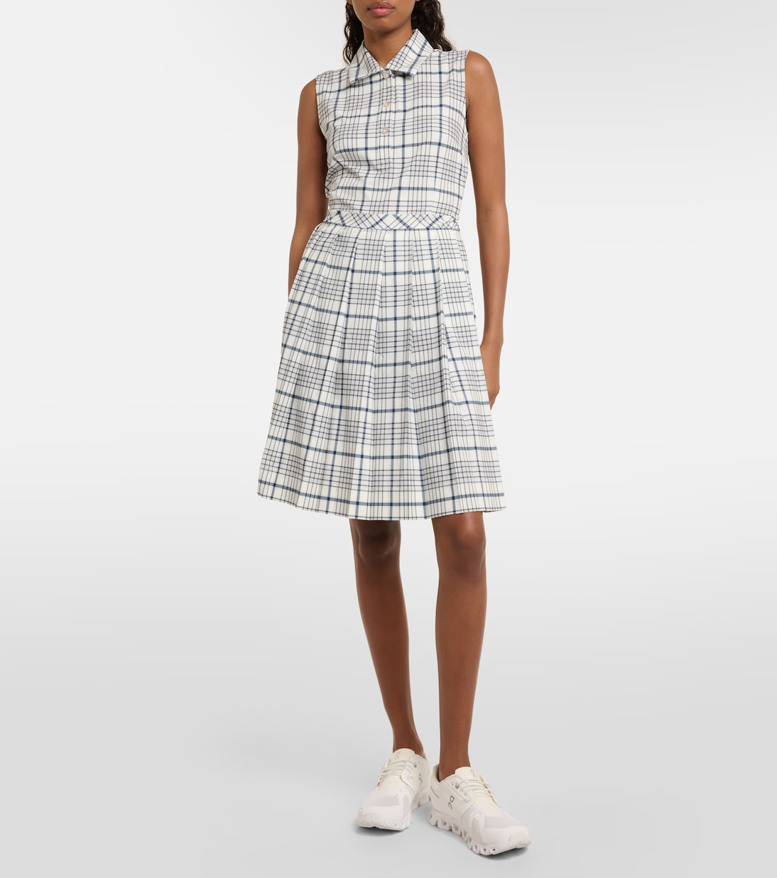 Mini golf dress with pleats and Tory Sport print, multicolor