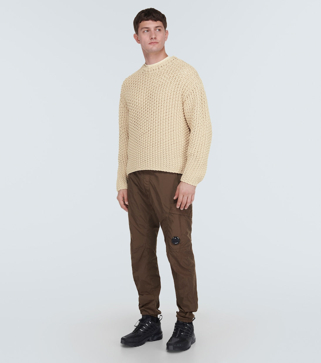 Marina sweater with macrame logo Stone Island, beige