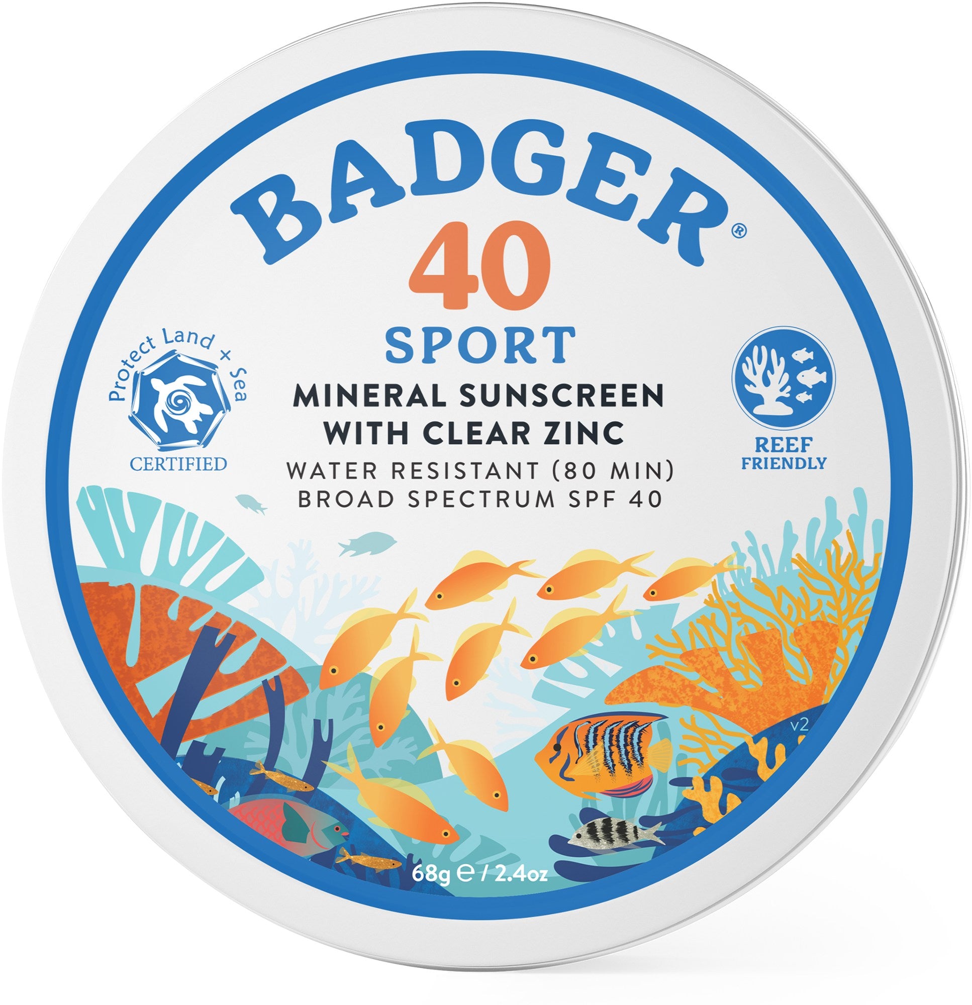 SPF 40 Protect Land & Sea Clear Zinc Sunscreen Jar - 2.4 oz. Badger