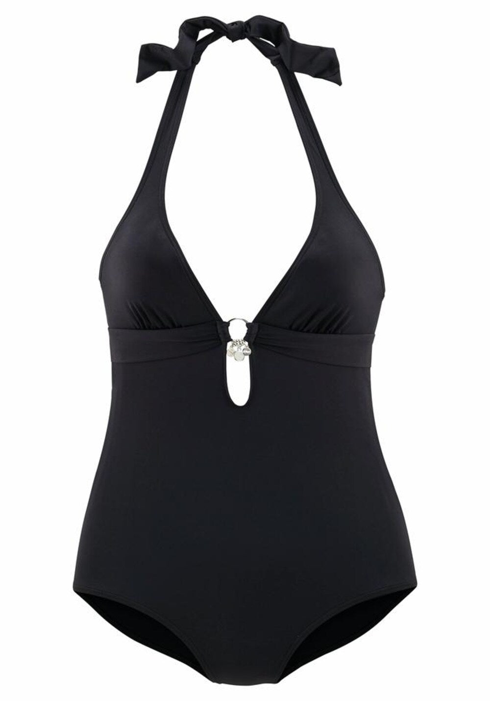 Sliver triangular swimsuit, black