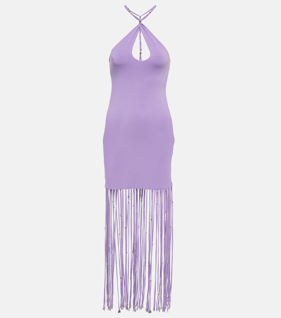 ROTATE BIRGER CHRISTENSEN Fringed Jersey Maxi Dress, Purple