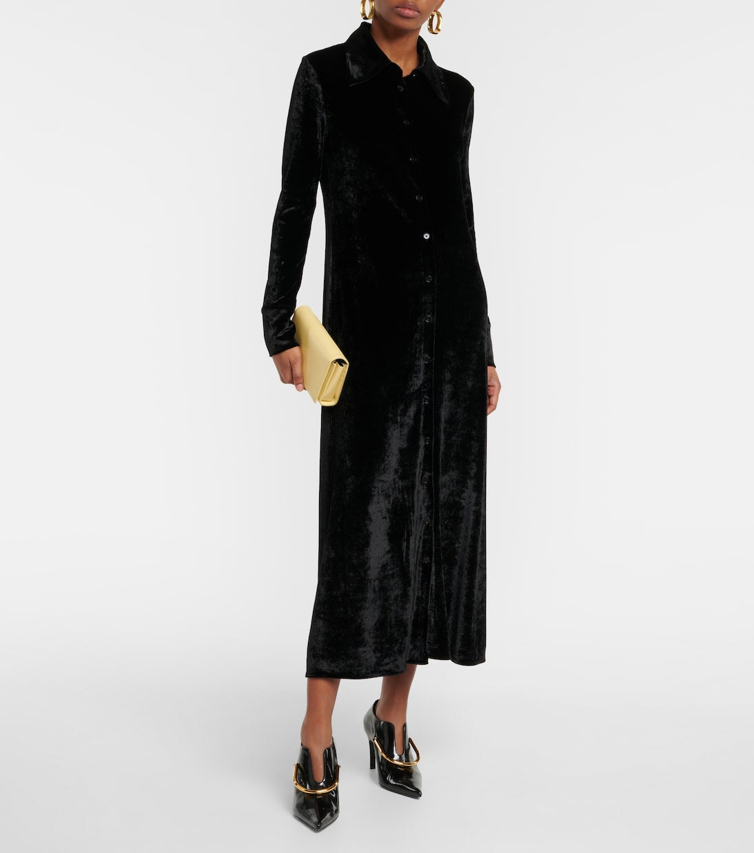 Velvet shirt dress Jil Sander, black