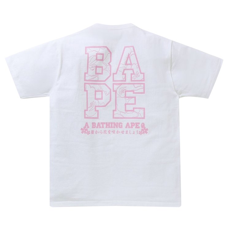 تي شيرت BAPE Sakura Photo Ape Head 'White'، باللون الأبيض