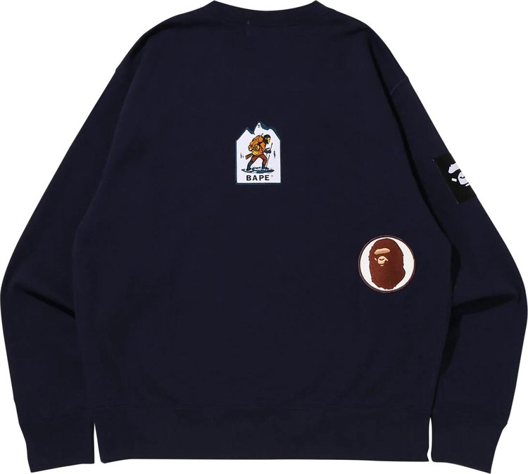 BAPE Multi Label Relaxed Fit Crewneck 'Navy' Sweatshirt, Blue