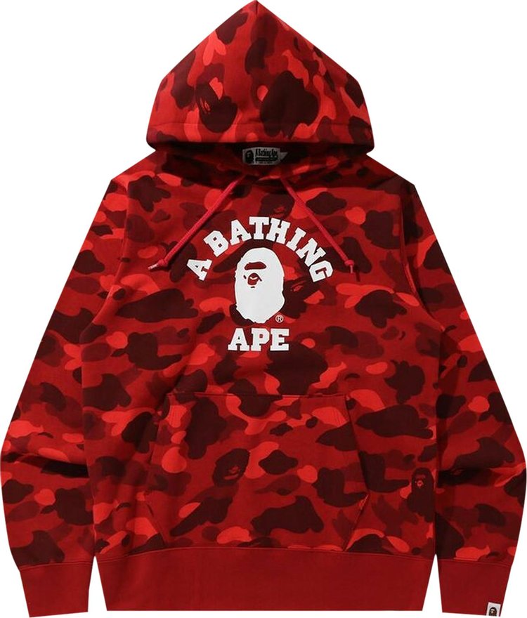 BAPE Online Exclusive Color Camo College Pullover Hoodie 'Red', Red